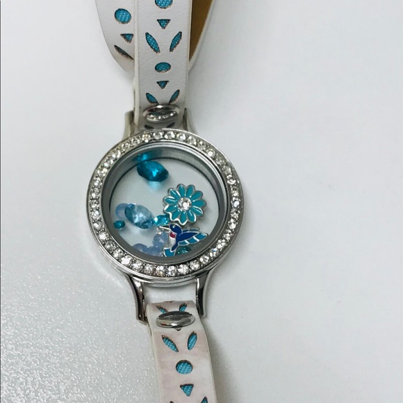 Origami Owl White Leather Wrap Bracelet 6”-7 1/4" - Picture 3 of 11